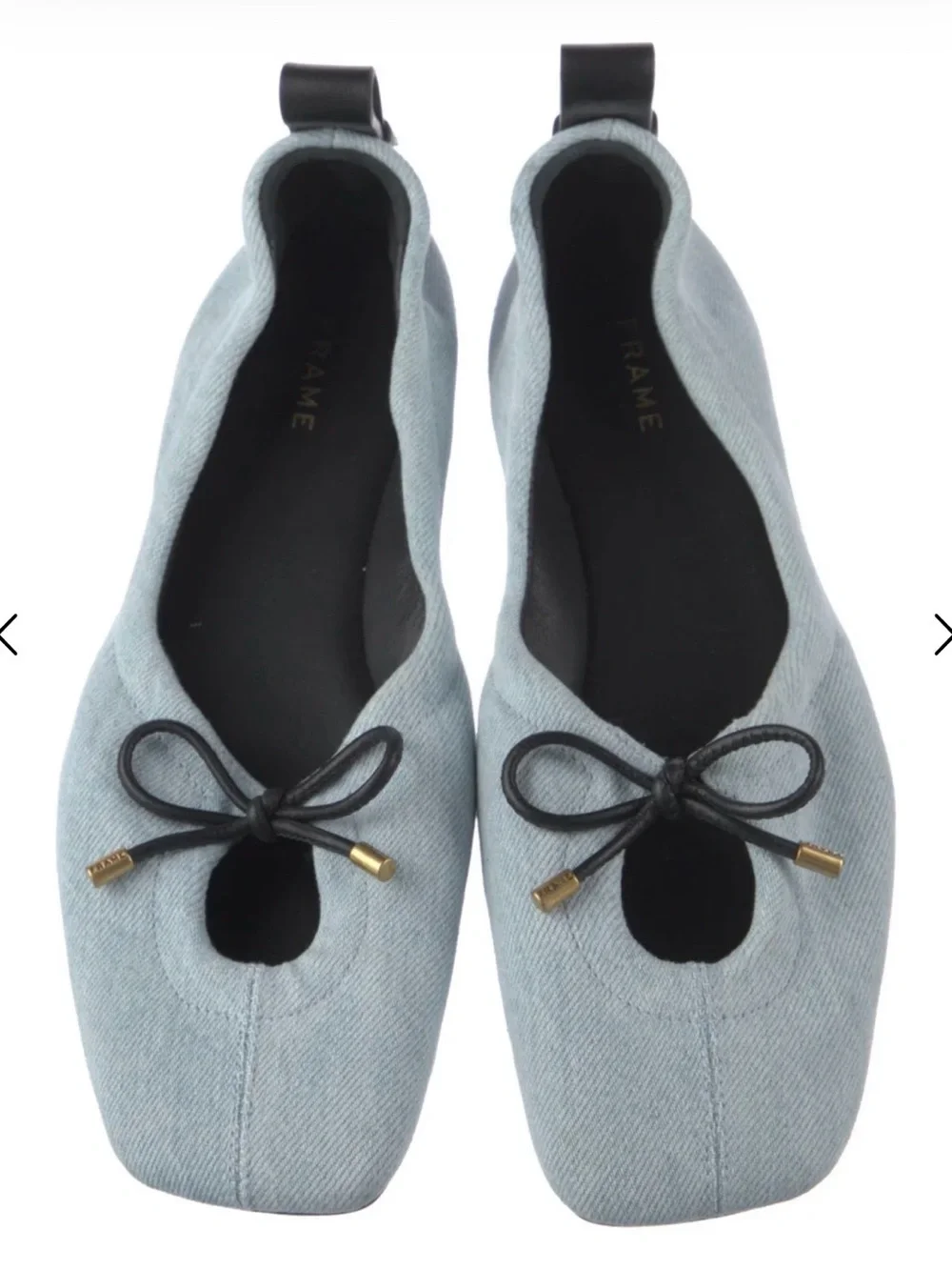 Frame vintage Light Blue Denim Ballet Flats with Bow Accent